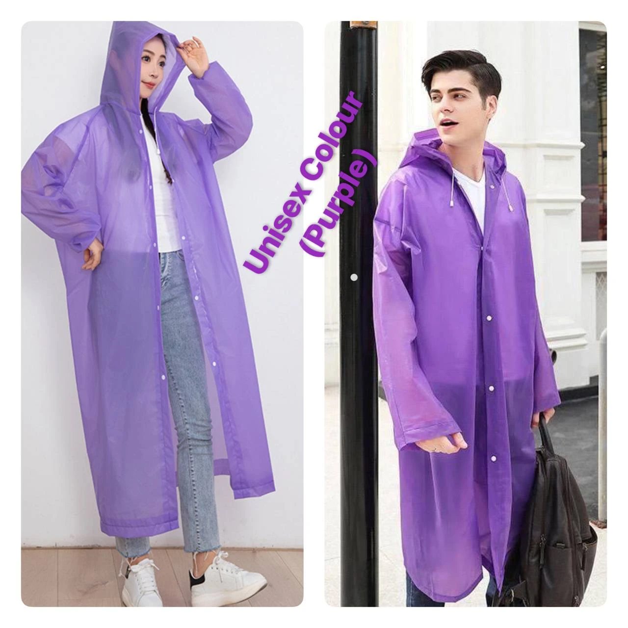 HIGH QUALITY ADULT EVA HEAVY-GUAGE WATERPROOF VINYL RAINCOAT (UNISEX)
