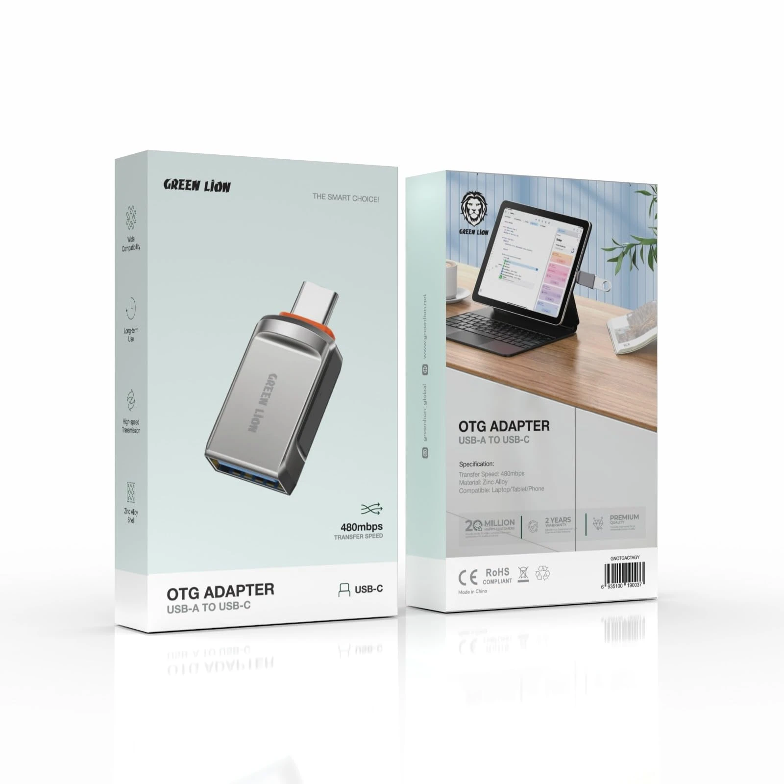 Multiple Green Lion OTG Adapters Combo Set (USB-A to USB-C, etc.)