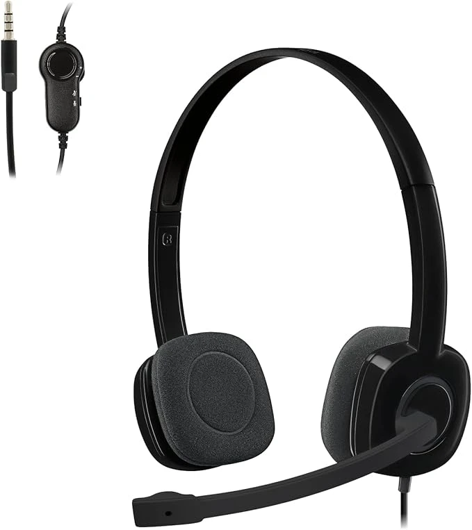 Logitech H151 Wired Headset, Analog Stereo Headphones with Rotating Noise-Cancelling Microphone