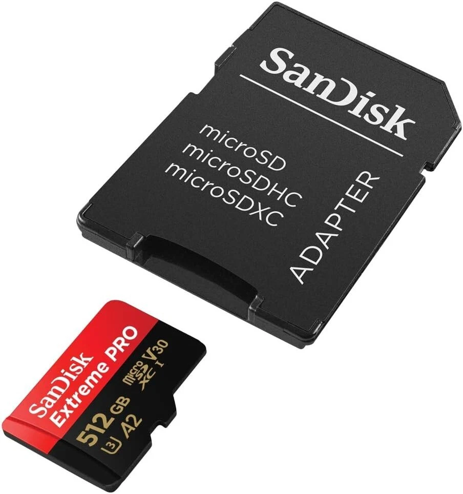 512GB SanDisk Extreme PRO Micro SD 200MB/s A2 V30 U3 Memory Card & Adapter