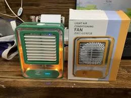 Rechargeable Battery Operated Medium Usb Fan With Mist Water Spray Mini Cooler With Led Light Mini Ac Personal Air Cooler Desk Fan For Office Kitchen