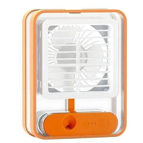 Rechargeable Battery Operated Medium Usb Fan With Mist Water Spray Mini Cooler With Led Light Mini Ac Personal Air Cooler Desk Fan For Office Kitchen