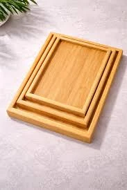 Bamboo Serving Tray - Set of 3 Kitchen Wooden Platters