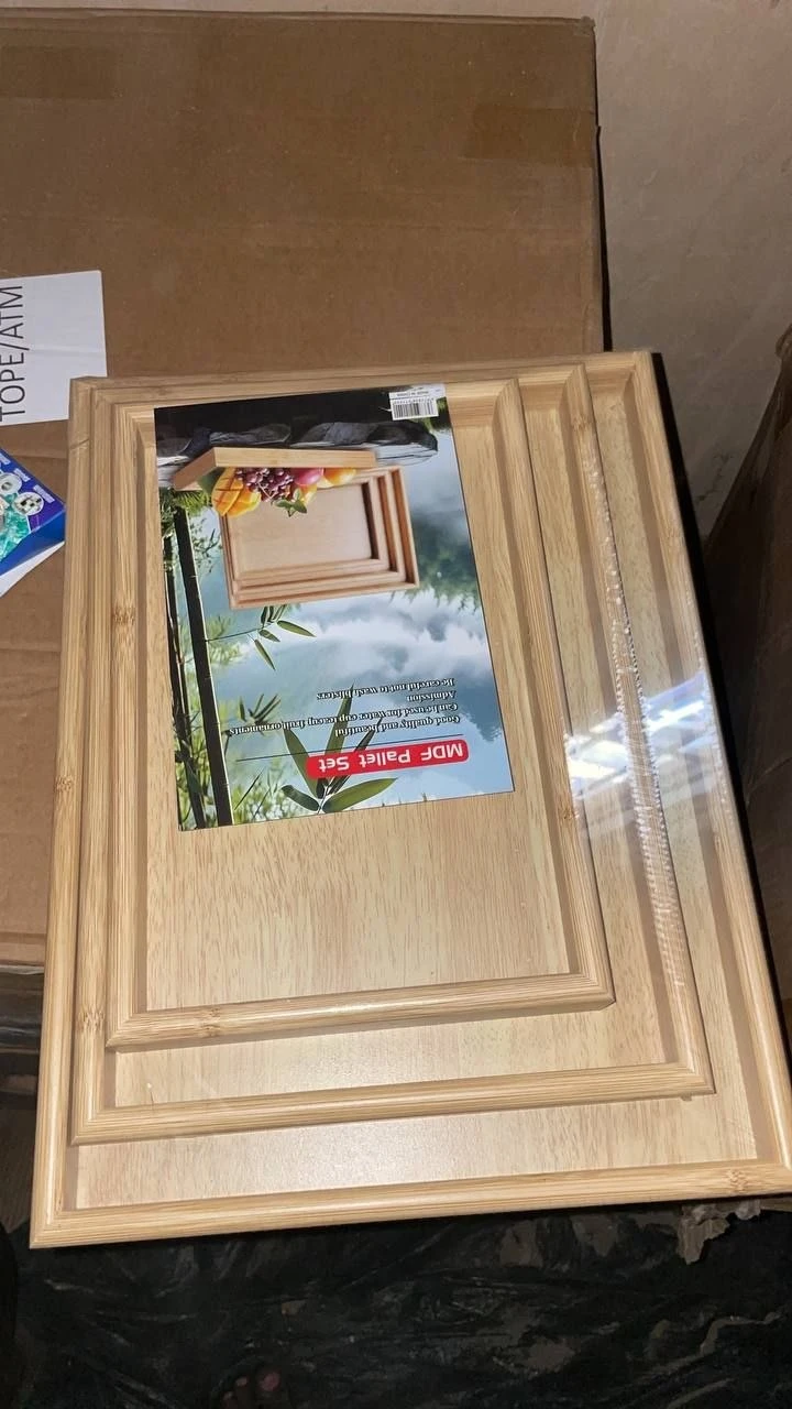 Bamboo Serving Tray - Set of 3 Kitchen Wooden Platters