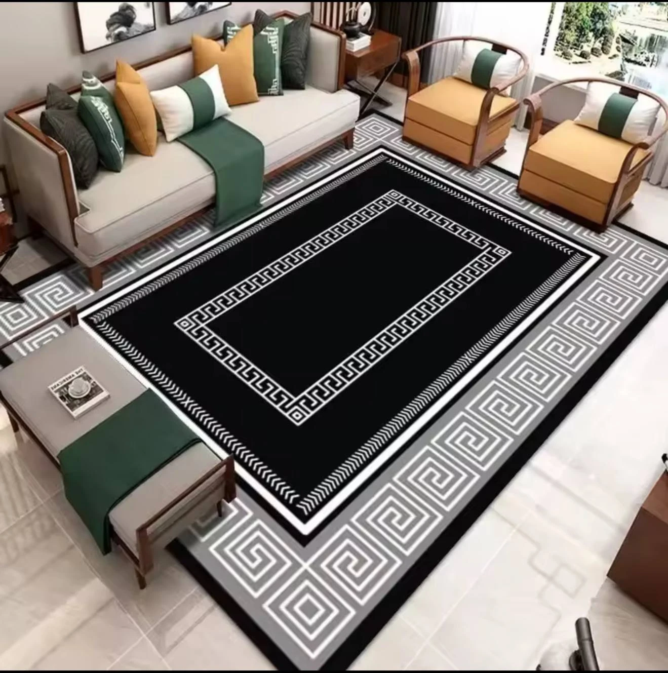 Living Room Area Rugs Soft Large Modern Abstract Area Rug, Boho Vintage Machine Size 120x180cm