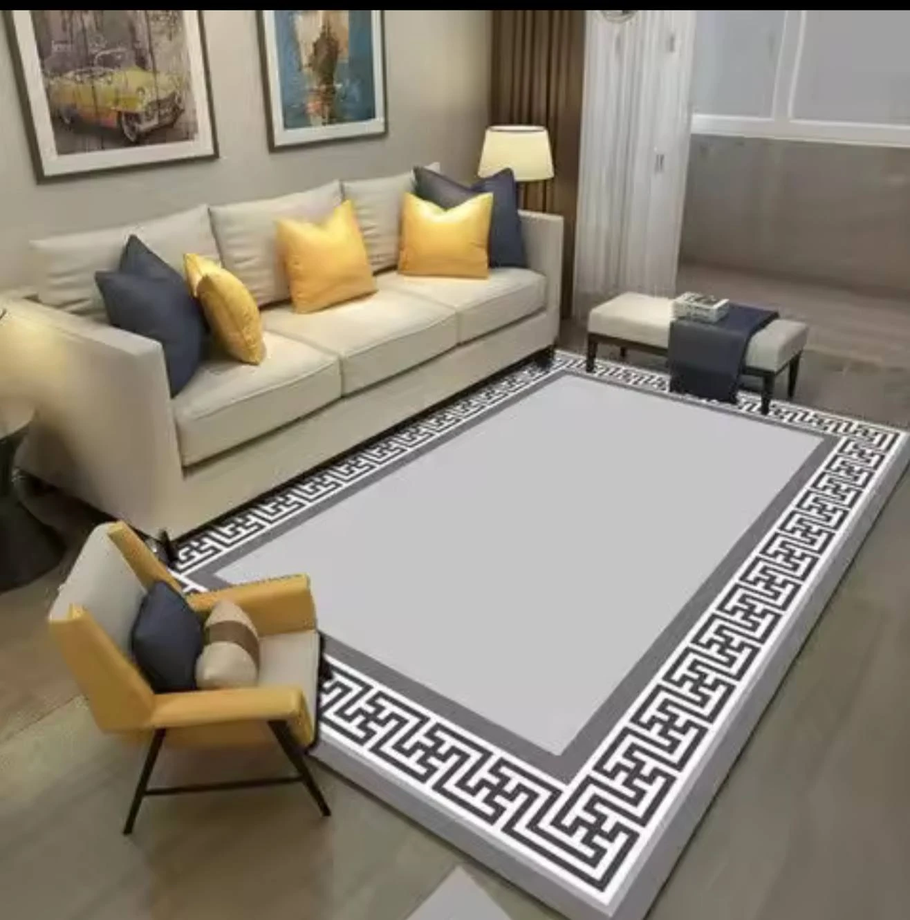 Living Room Area Rugs Soft Large Modern Abstract Area Rug, Boho Vintage Machine Size 120x180cm