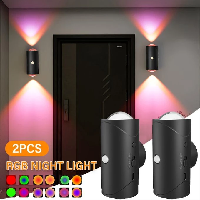 Rechargeable Smart Night Light – Motion Sensor LED Wall Lamp with RGB Gradient Light