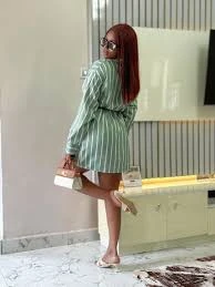 HIGH IN QUALITY Striped Button-Up Shirt Dress