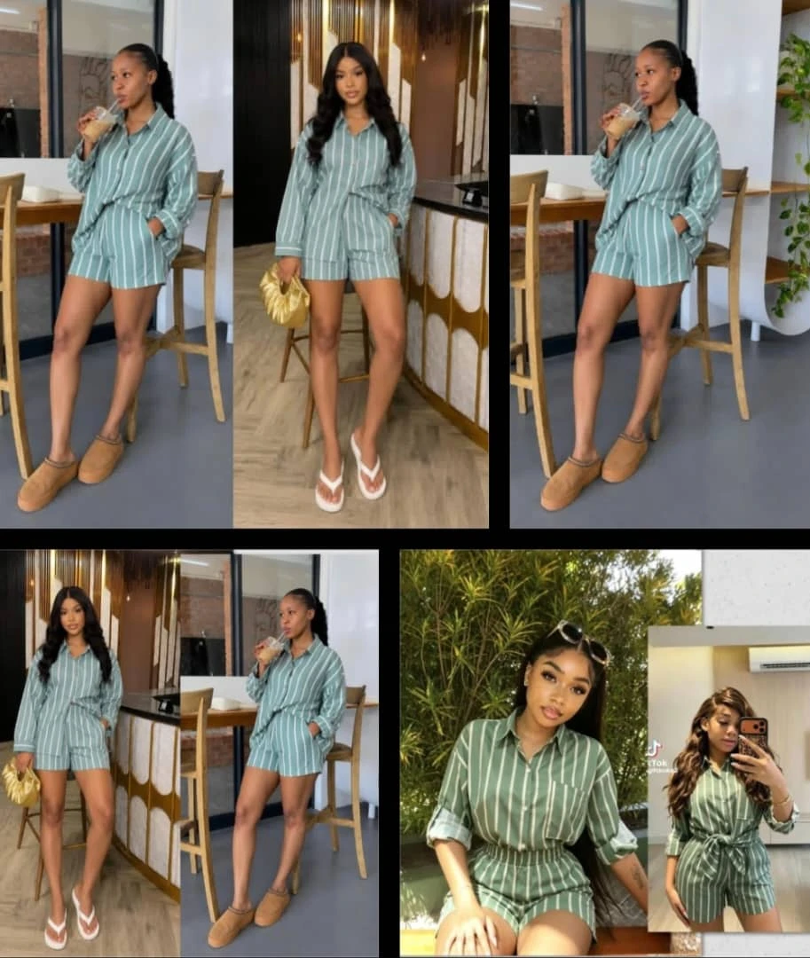 HIGH IN QUALITY Striped Button-Up Shirt Dress