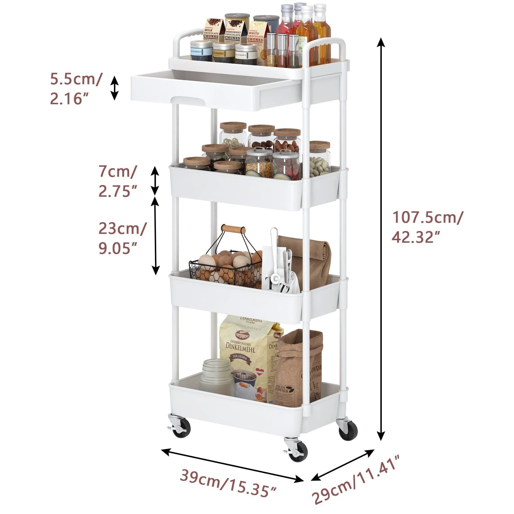 4 Layers Plastic Trolley