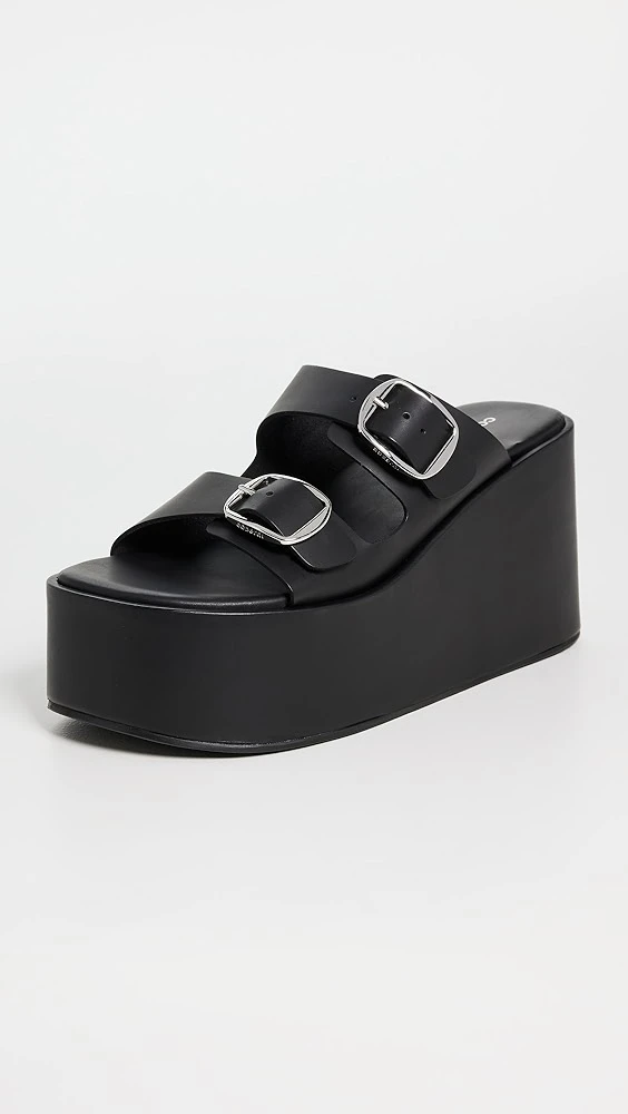 Women's Platform Thick Bottom Sandals, Black Thick Heel High Heel Beach Slippers, Double Layer Thick Bottom