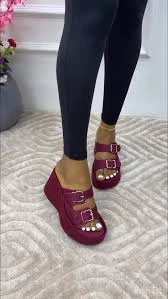 Women's Platform Thick Bottom Sandals, Black Thick Heel High Heel Beach Slippers, Double Layer Thick Bottom