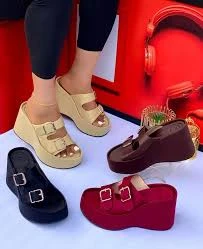 Women's Platform Thick Bottom Sandals, Black Thick Heel High Heel Beach Slippers, Double Layer Thick Bottom