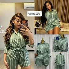 HIGH IN QUALITY Striped Button-Up Shirt Dress