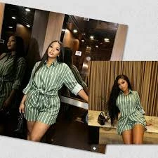 HIGH IN QUALITY Striped Button-Up Shirt Dress