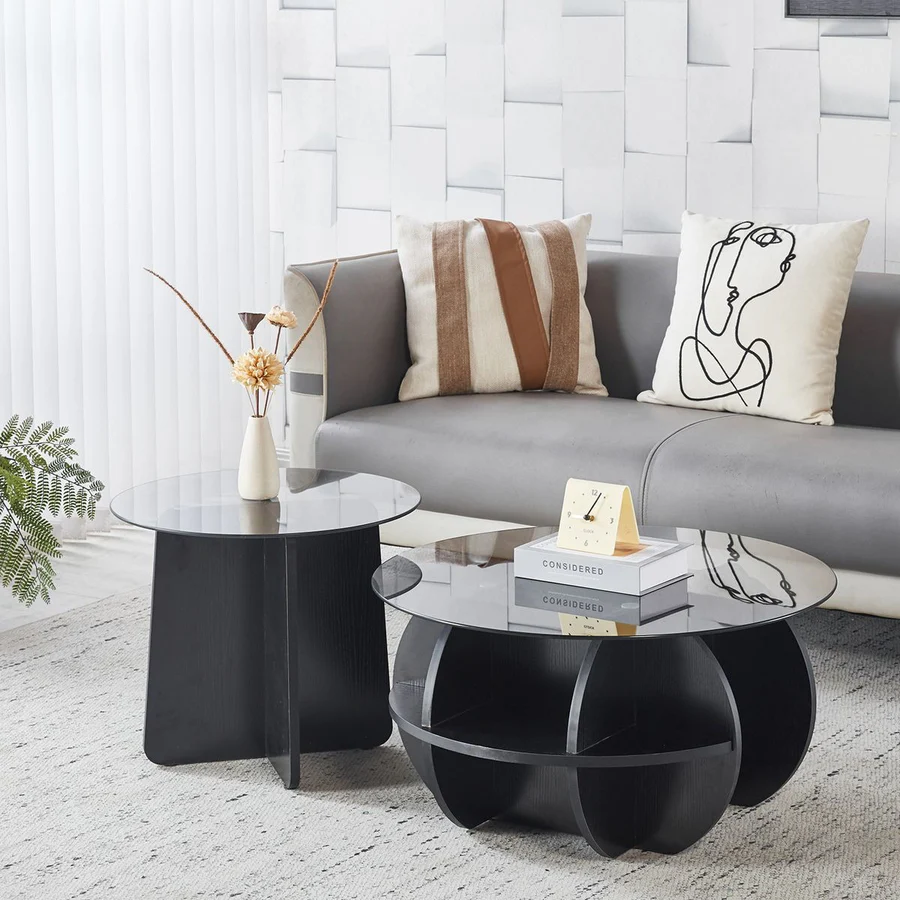 Modern Glass Nesting Coffee Table Set