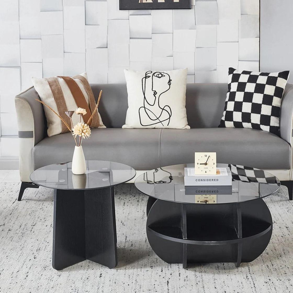 Modern Glass Nesting Coffee Table Set