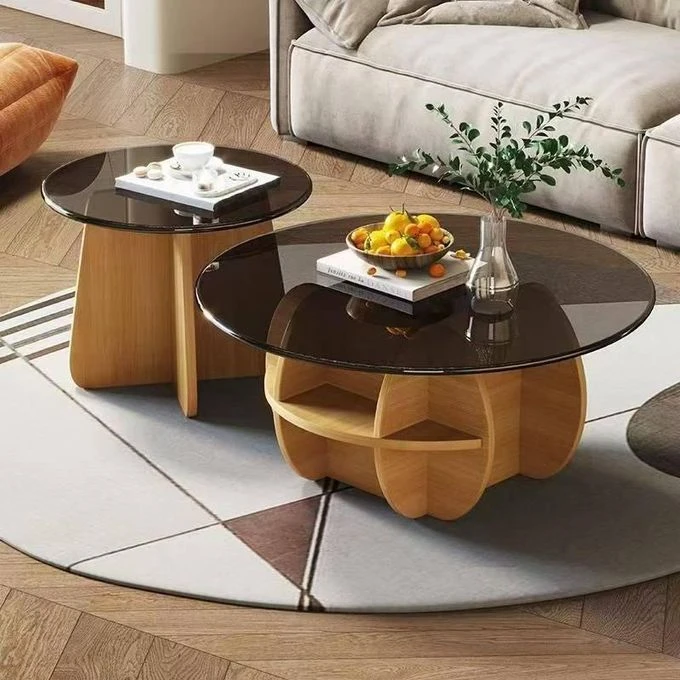 Modern Glass Nesting Coffee Table Set