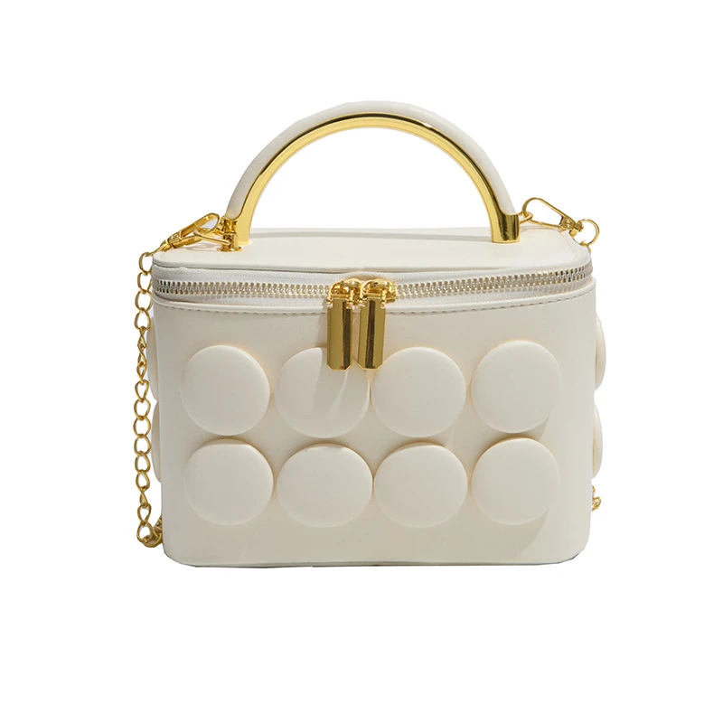3D Dot Embossed Solid Colour Letter Women Bag