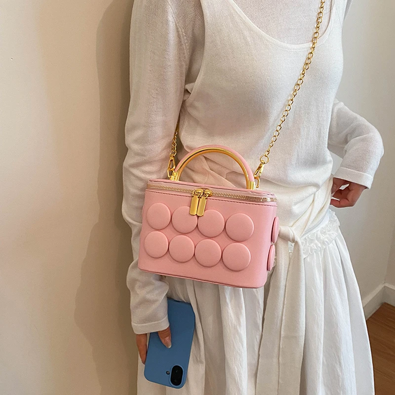 3D Dot Embossed Solid Colour Letter Women Bag