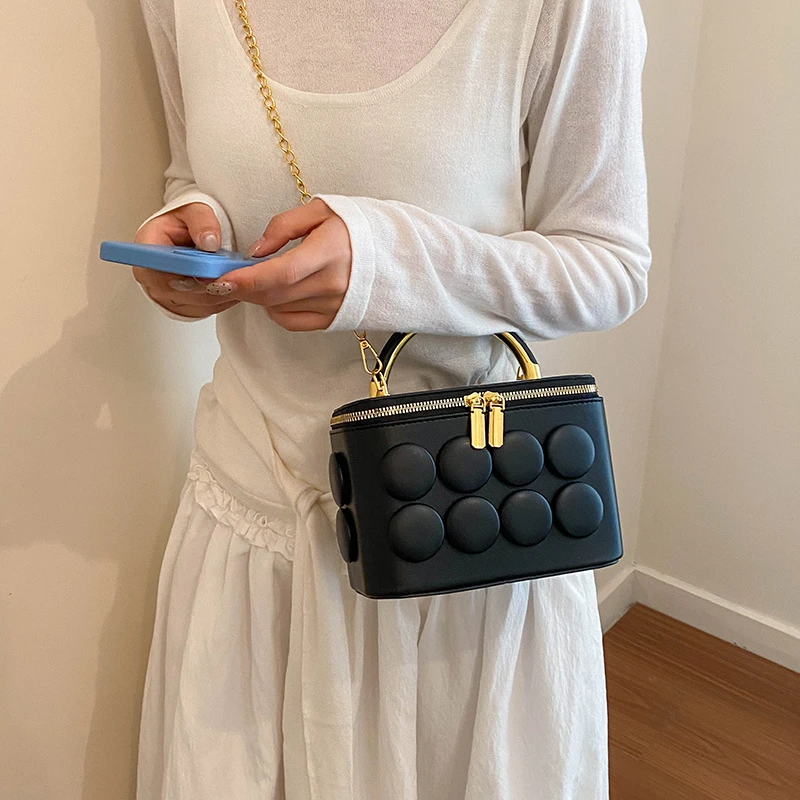 3D Dot Embossed Solid Colour Letter Women Bag