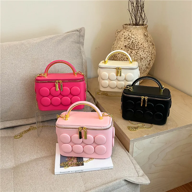 3D Dot Embossed Solid Colour Letter Women Bag
