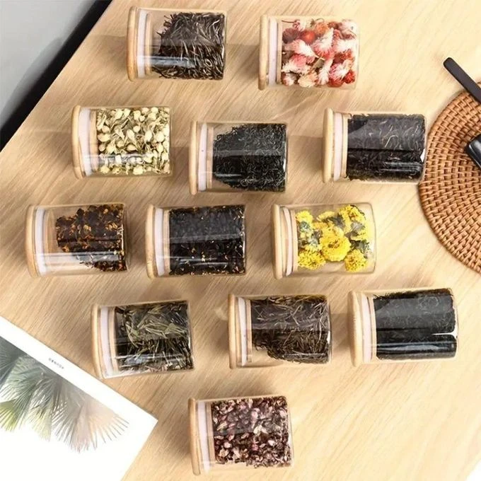 Spices Glass Cannister with Bamboo Cover