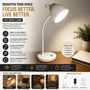 Weidasi Adjustable Brightness Eye-Caring Rechargeable Warm LED Lamp Knob Switch Control WD-6075 Bed Side Reading Lamp