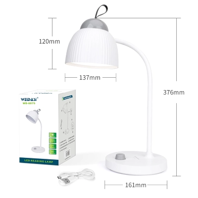 Weidasi Adjustable Brightness Eye-Caring Rechargeable Warm LED Lamp Knob Switch Control WD-6075 Bed Side Reading Lamp