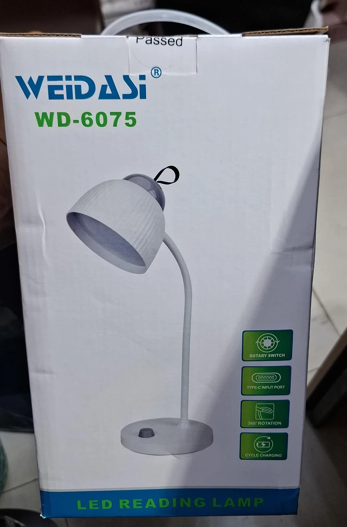 Weidasi Adjustable Brightness Eye-Caring Rechargeable Warm LED Lamp Knob Switch Control WD-6075 Bed Side Reading Lamp