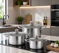 HausRoland Stainless Steel Cooking Pot Set With Glass Lids