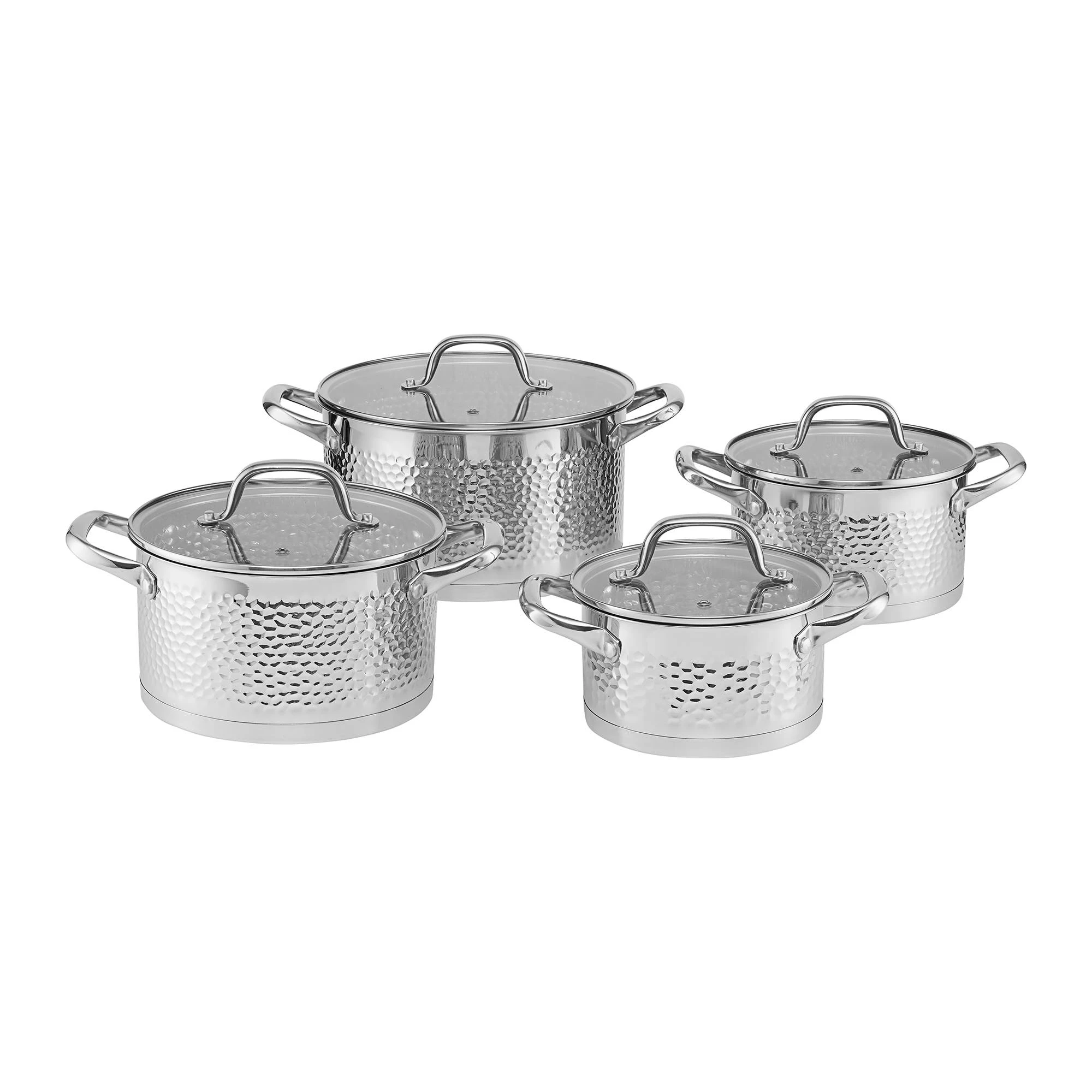 HausRoland Stainless Steel Cooking Pot Set With Glass Lids