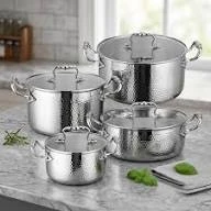 HausRoland Stainless Steel Cooking Pot Set With Glass Lids