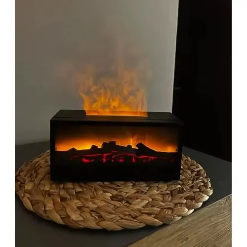 Fireplace Aroma Diffuser with Flame Ambient Light,Waterless Power-Off Protection, Fine & Large Mist Output, Quiet Humidification