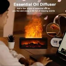 Fireplace Aroma Diffuser with Flame Ambient Light,Waterless Power-Off Protection, Fine & Large Mist Output, Quiet Humidification