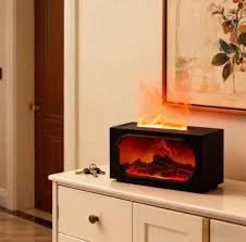 Fireplace Aroma Diffuser with Flame Ambient Light,Waterless Power-Off Protection, Fine & Large Mist Output, Quiet Humidification