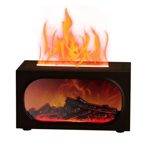 Fireplace Aroma Diffuser with Flame Ambient Light,Waterless Power-Off Protection, Fine & Large Mist Output, Quiet Humidification