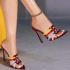 Women's Cage Stiletto Slide Sandals with Pointed Toe