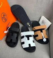 Men Quality Hermes Slides Designer Unisex Leather Slide Sandals with Back Strap Hook