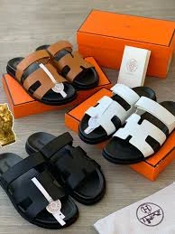 Men Quality Hermes Slides Designer Unisex Leather Slide Sandals with Back Strap Hook