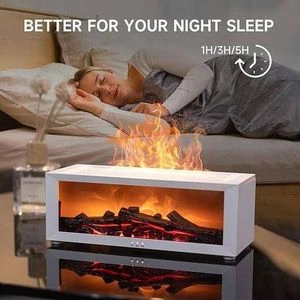 LED Fireplace Humidifier with Remote Control – Flame Effect Aroma Essential Oil Diffuser