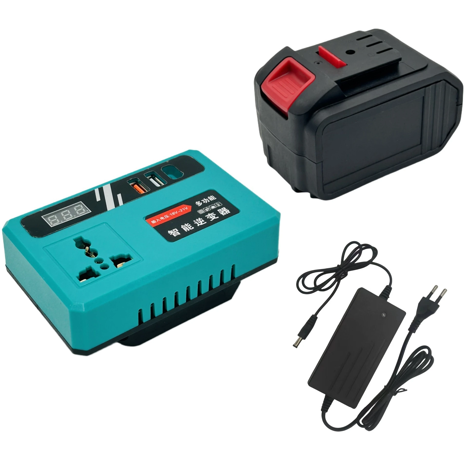 Rechargeable Power Tools Battery Intelligent Inverter 21V Convert to AC110V/220V DC12V/5V USB Portable Outdoor DC-AV Converter