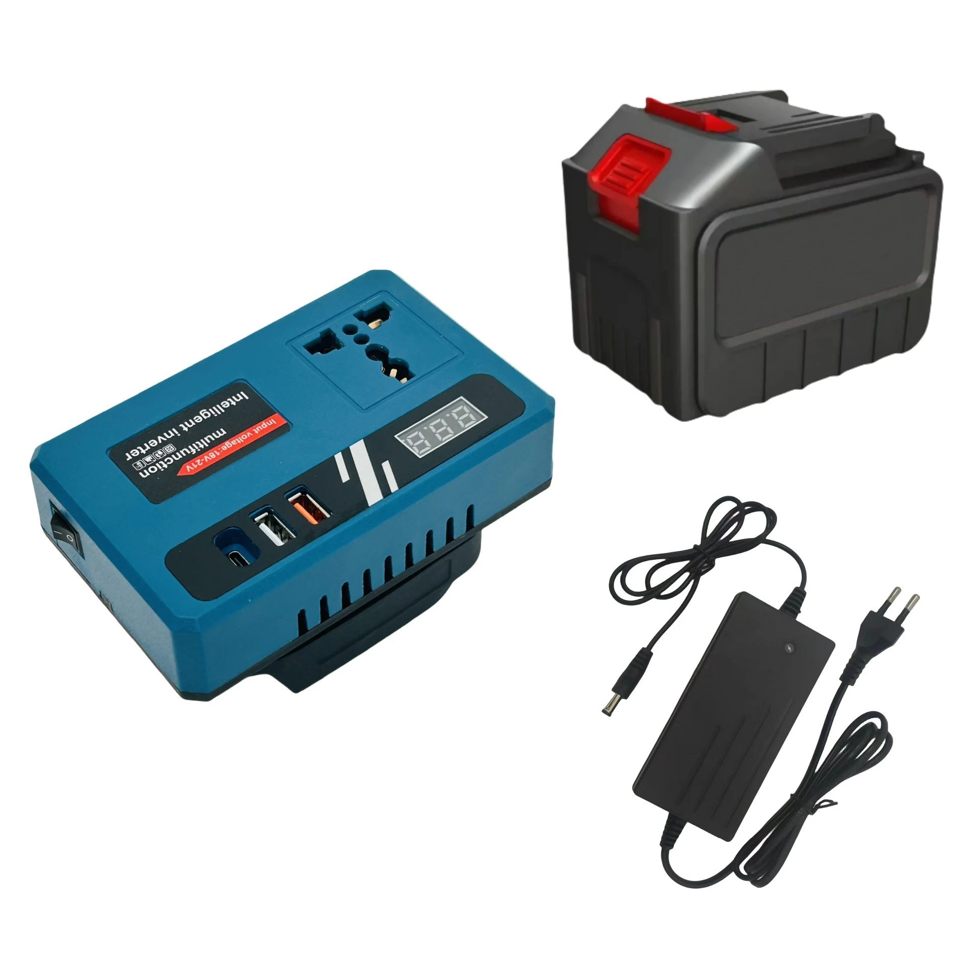Rechargeable Power Tools Battery Intelligent Inverter 21V Convert to AC110V/220V DC12V/5V USB Portable Outdoor DC-AV Converter